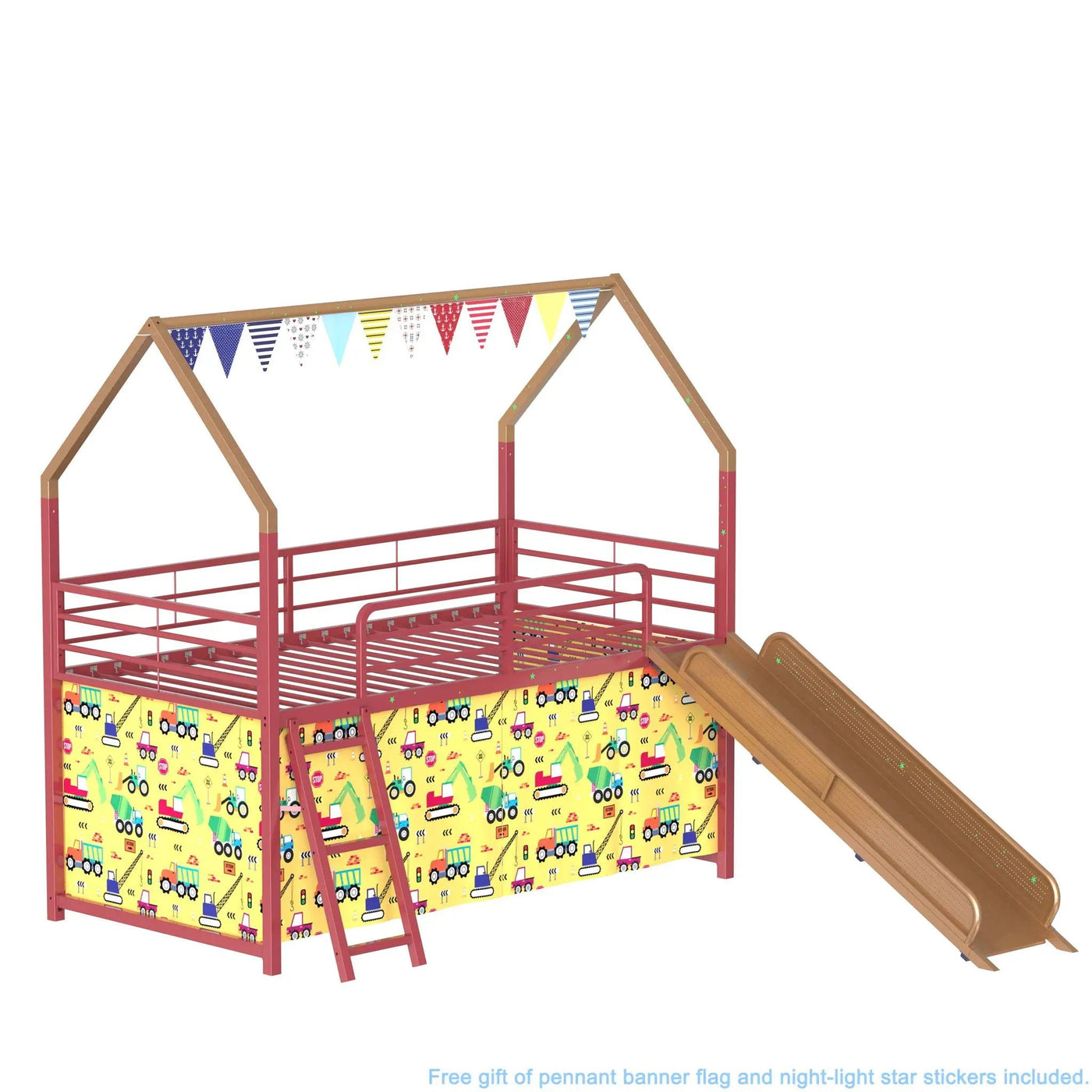 Jack - House Loft Bed With Slide And Curtain Set by Unique Piece Furniture