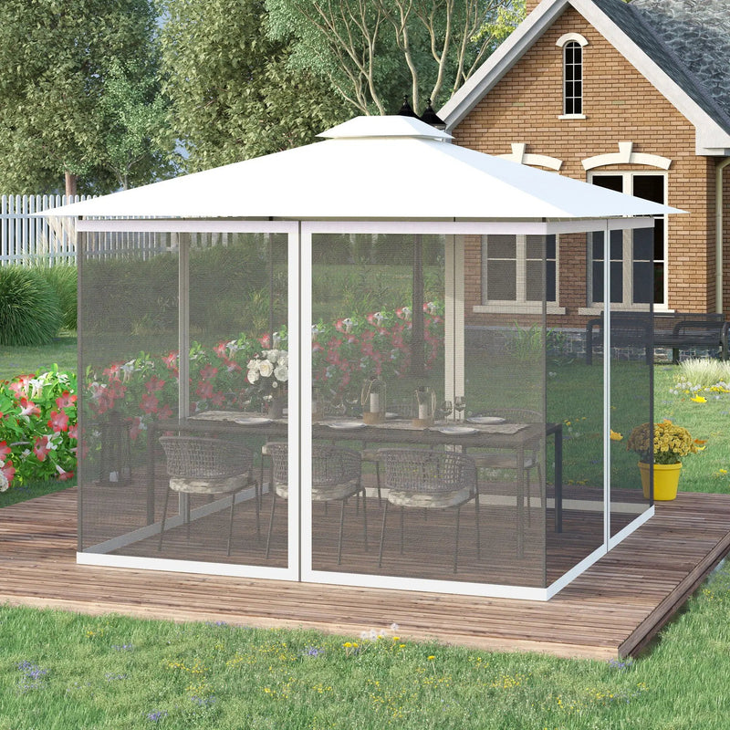 Outsunny - 10' x 13' Replacement Mesh Sidewall Netting For Patio Gazebos And Canopy Tents With Zippers (Sidewall Only) - White by HouseOfZazla
