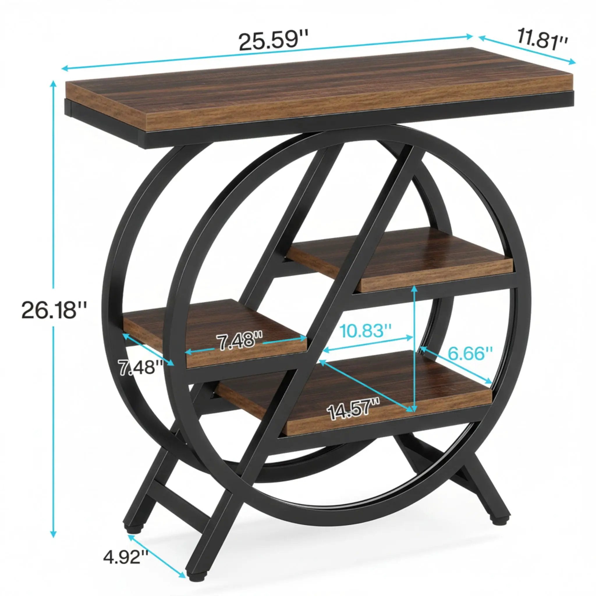 Modern Narrow End Table With 3 Tier Shelves by HouseOfZazla