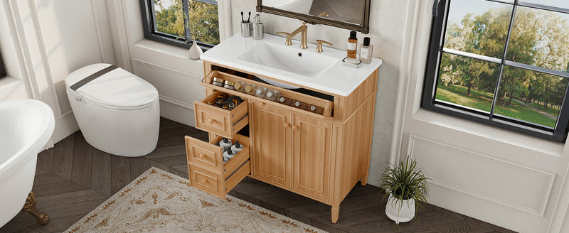 36" Bathroom Vanity with Sink, Solid Wood & MDF Cabinet by HouseOfZazla