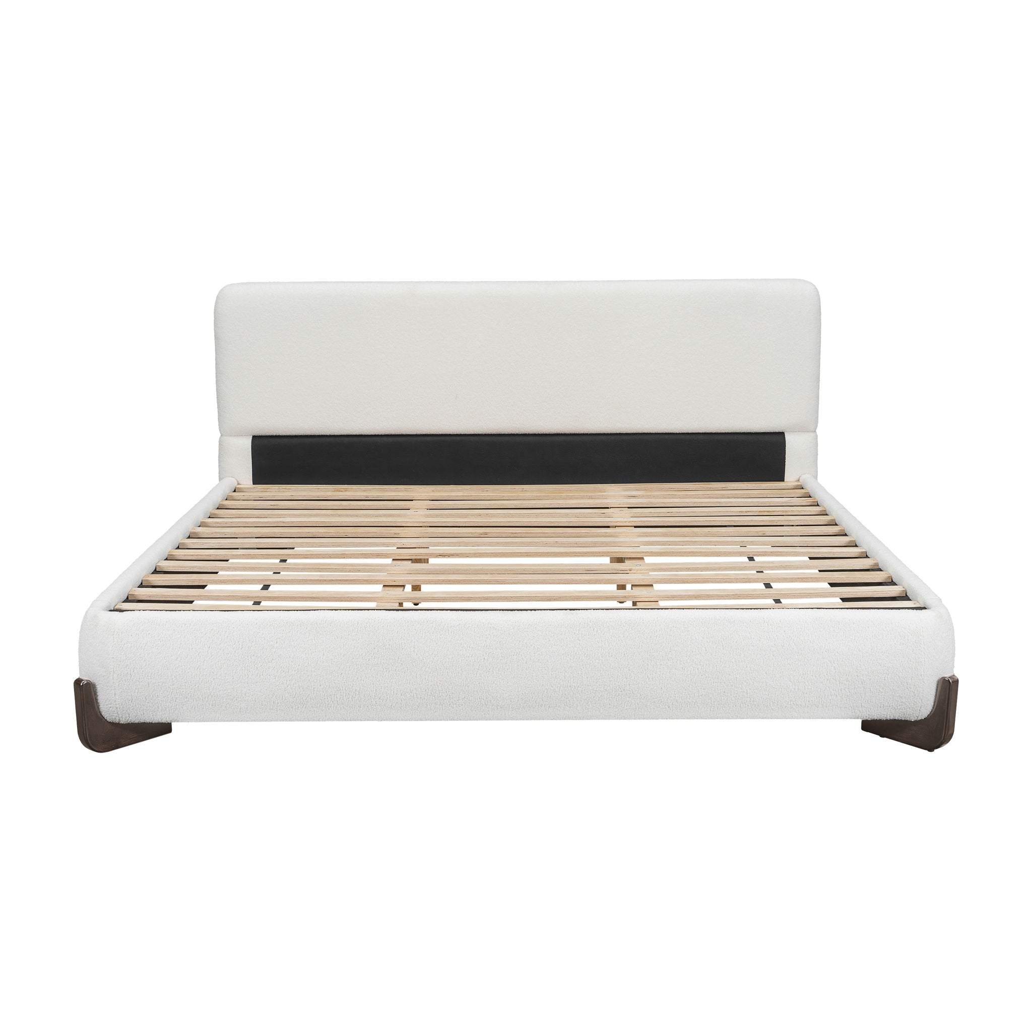 Elegant Boucle Upholstered Bed With Solid Wood Legs by HouseOfZazla