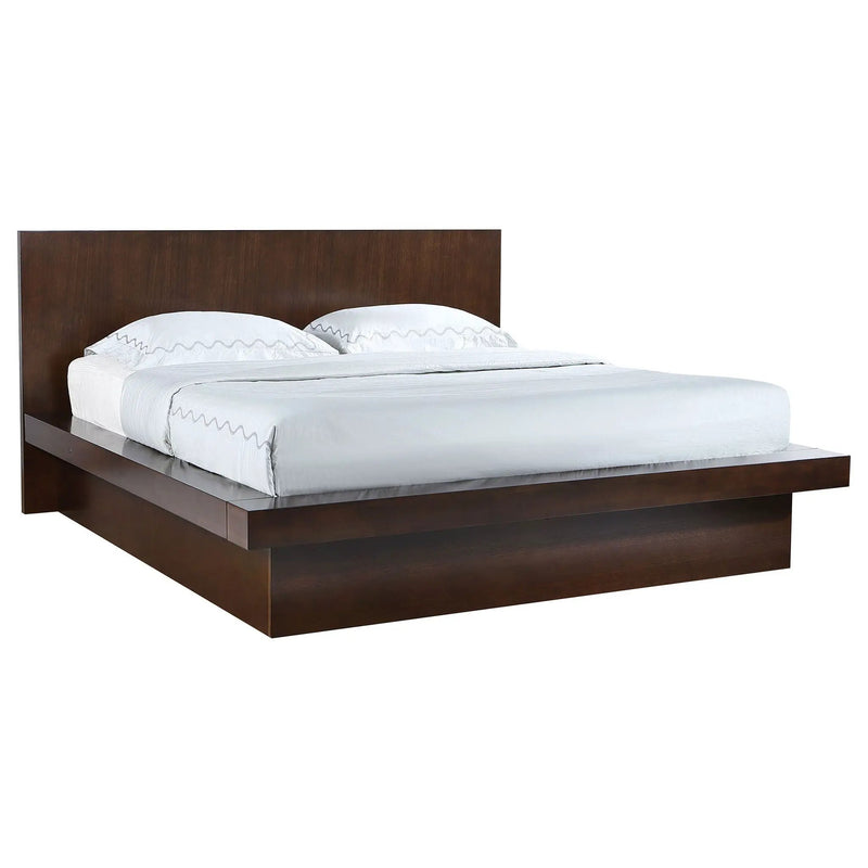 Jessica Wood Eastern King LED Panel Bed Cappuccino by Unique Piece Furniture
