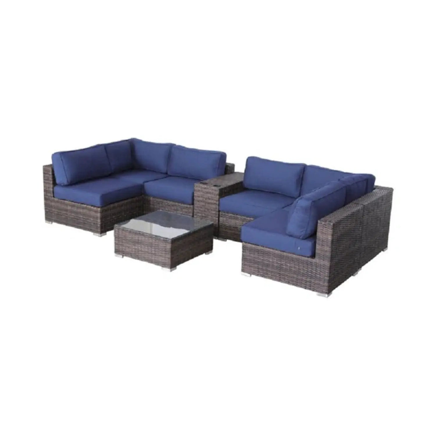 Elegant 4 Person Wicker Patio Seating Set With Cushions And Glass Top Table by HouseOfZazla