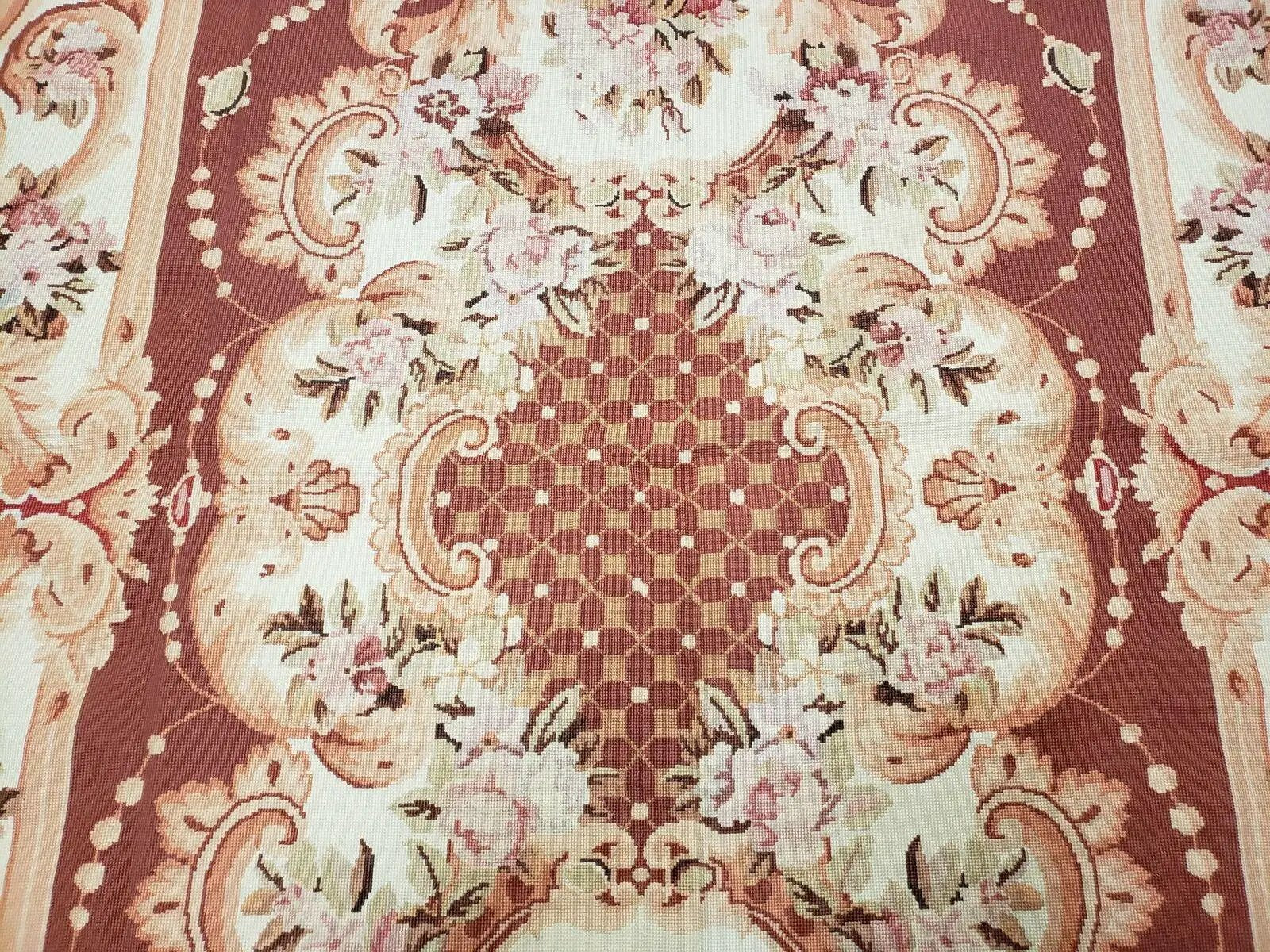 6' X 9' Vintage Handmade Chinese Needlepoint Wool Rug Flat Weave by Jewel Rugs