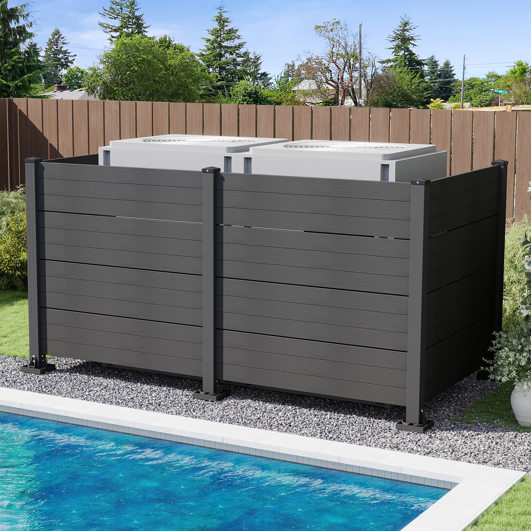 50" W x 49" H Outdoor Privacy Screen with Aluminum Posts, 4 Panels, Dark by HouseOfZazla