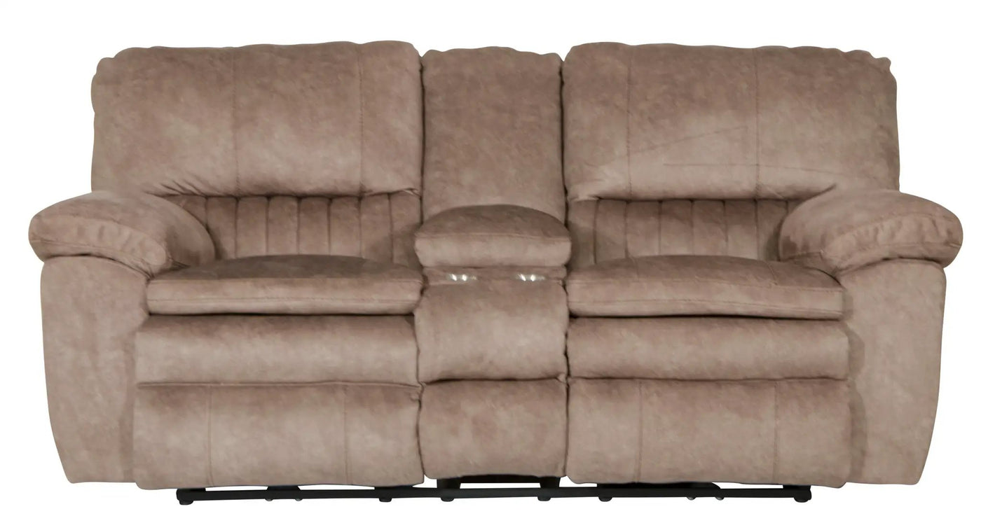 Reyes - Lay Flat Reclining Console Loveseat With Storage & Cupholders by Unique Piece Furniture