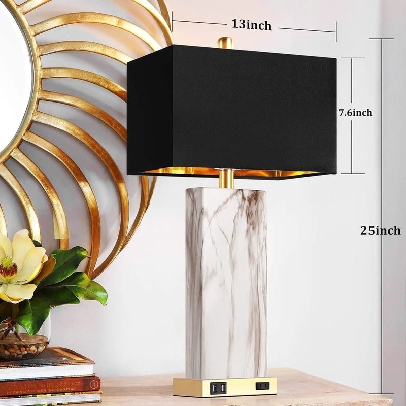 Touch Control Table Lamps Set of 2 with USB Ports and AC Outlet by HouseOfZazla