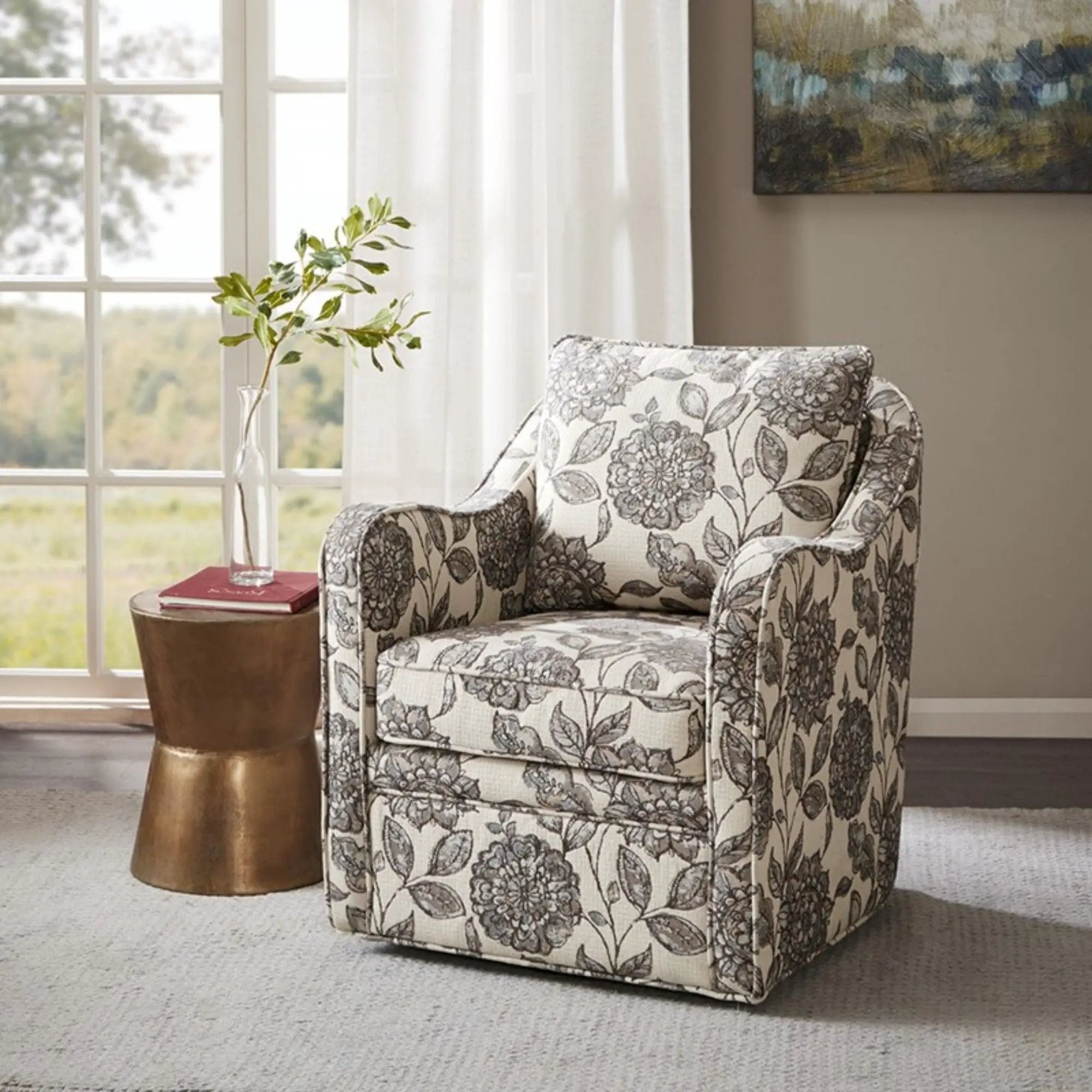 Wide Seat Arm Chair With 360 Degree Rotation by Unique Piece Furniture