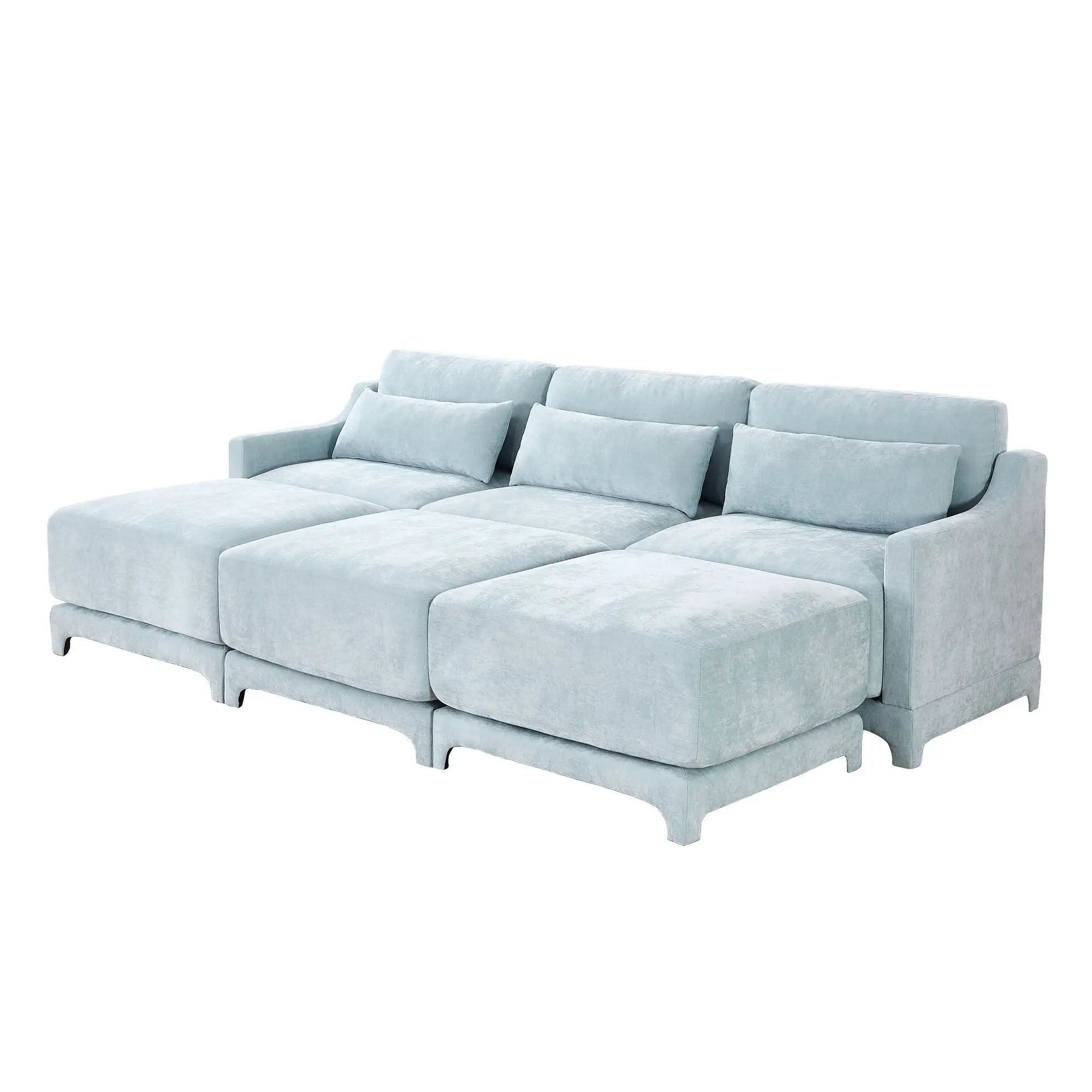 Stylish Sofa With Ottoman And Lumbar Pillows, Ergonomic Design by Unique Piece Furniture