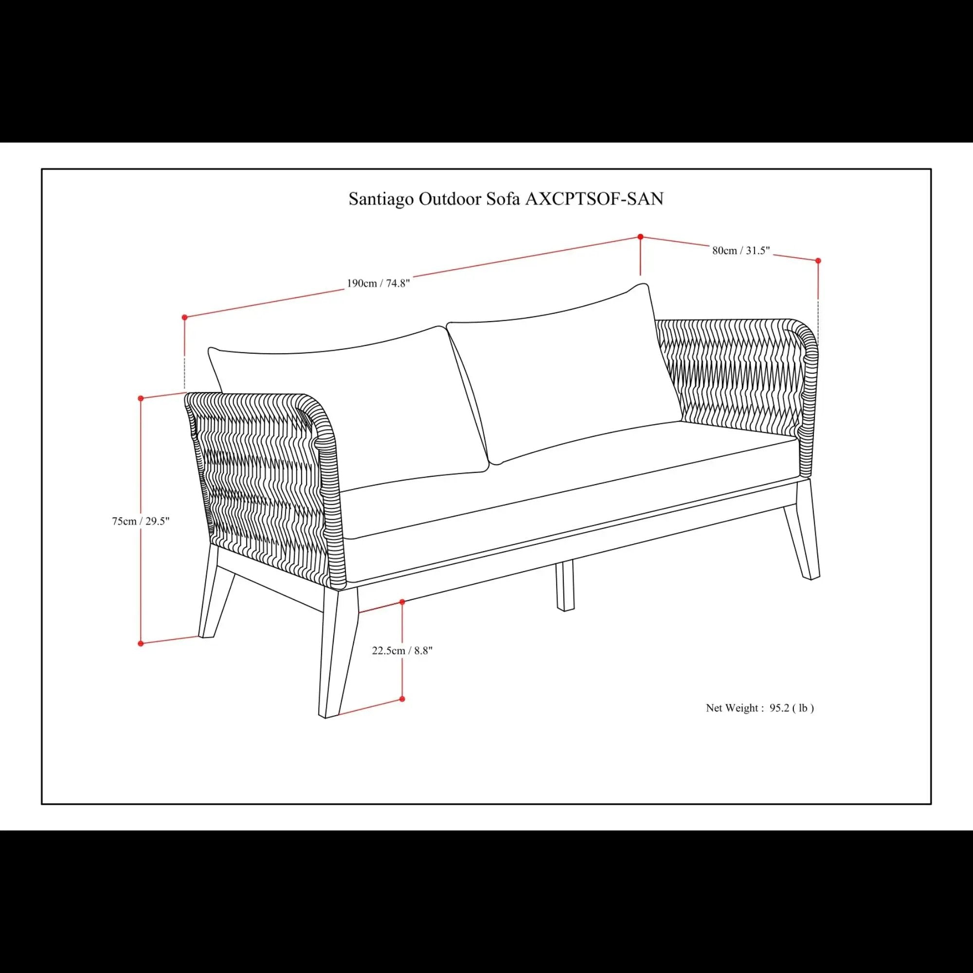 Santiago - Outdoor Sofa - Slate Gray by HouseOfZazla