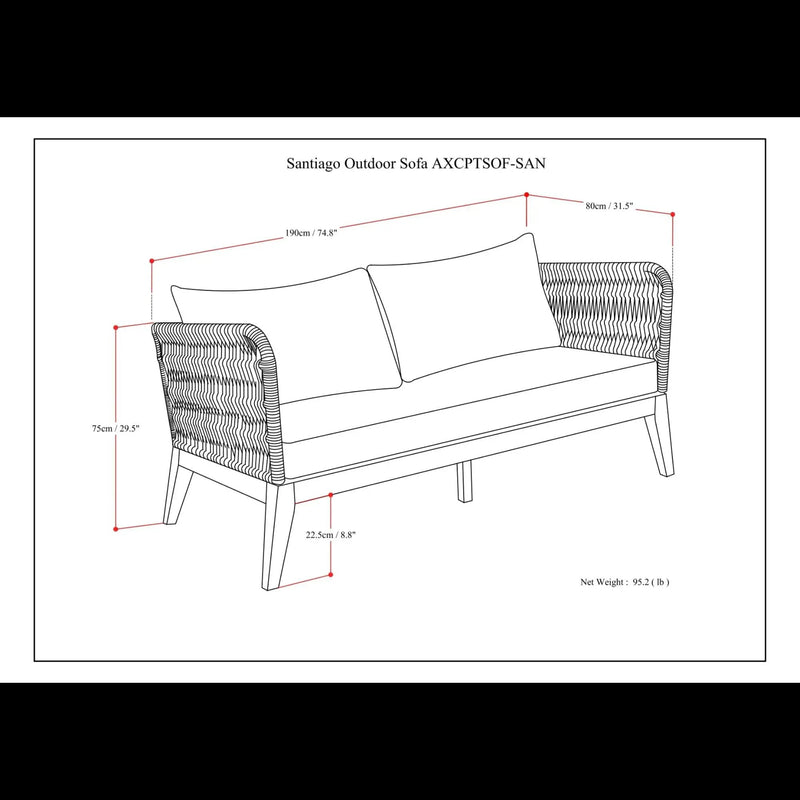 Santiago - Outdoor Sofa - Slate Gray by HouseOfZazla