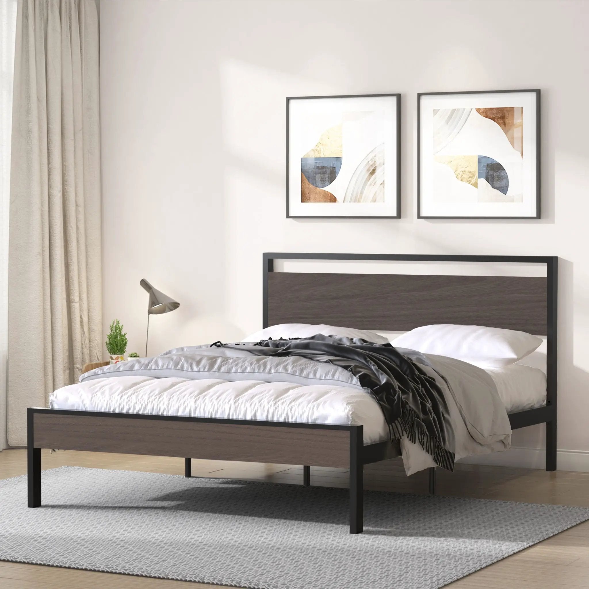 Ceres - Metal Bed With Wood Headboard & Footboard by Unique Piece Furniture