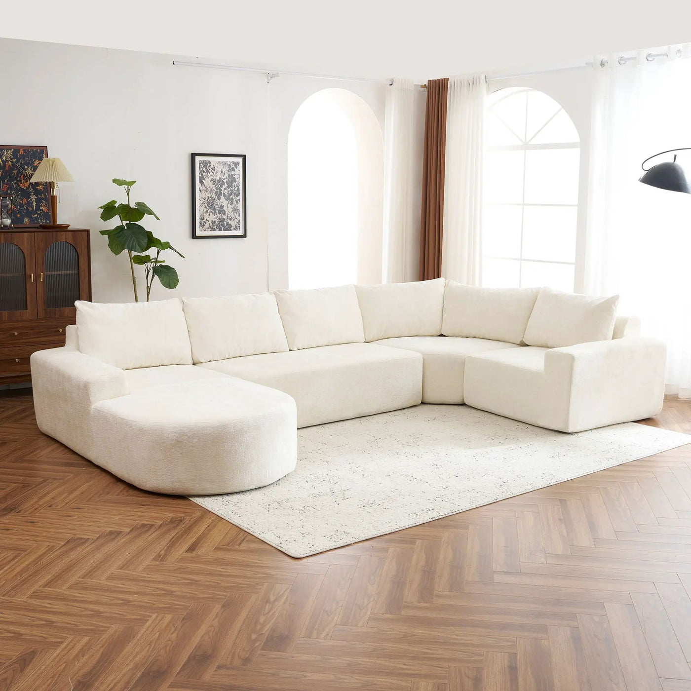 U-Shaped Oversized Modular Cloud Sectional Sofa With Deep Seat For Living Room by HouseOfZazla
