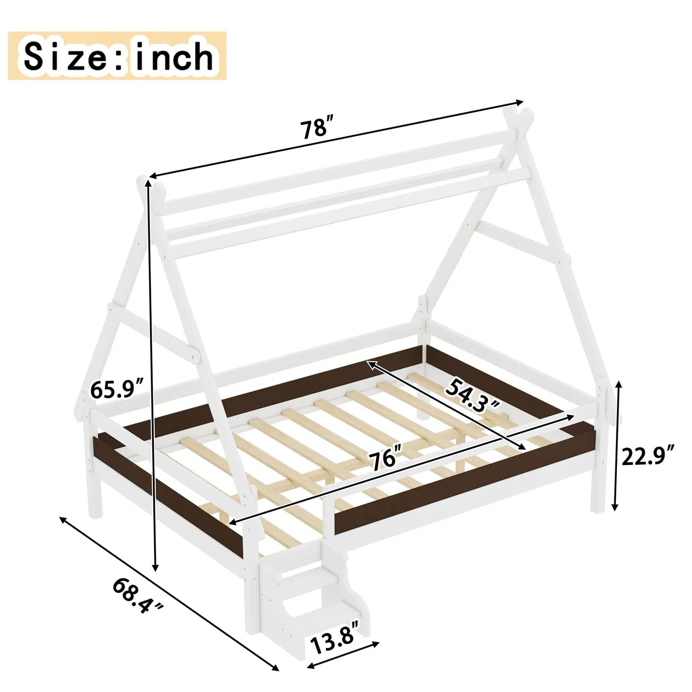 Full House Platform Bed with Stairs by HouseOfZazla