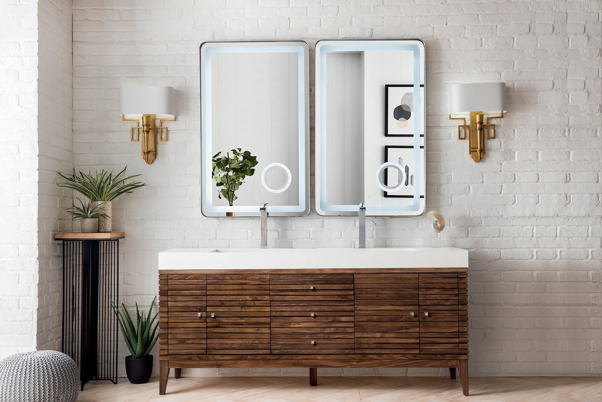 James Martin Linear 72" Double Bathroom Vanity, Mid-Century Walnut, view 2
