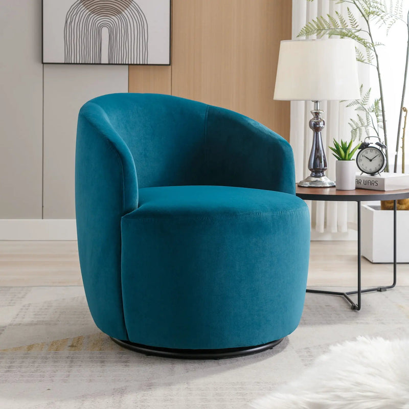 Swivel Accent Armchair Barrel Chair With Powder Coating Metal Ring by HouseOfZazla