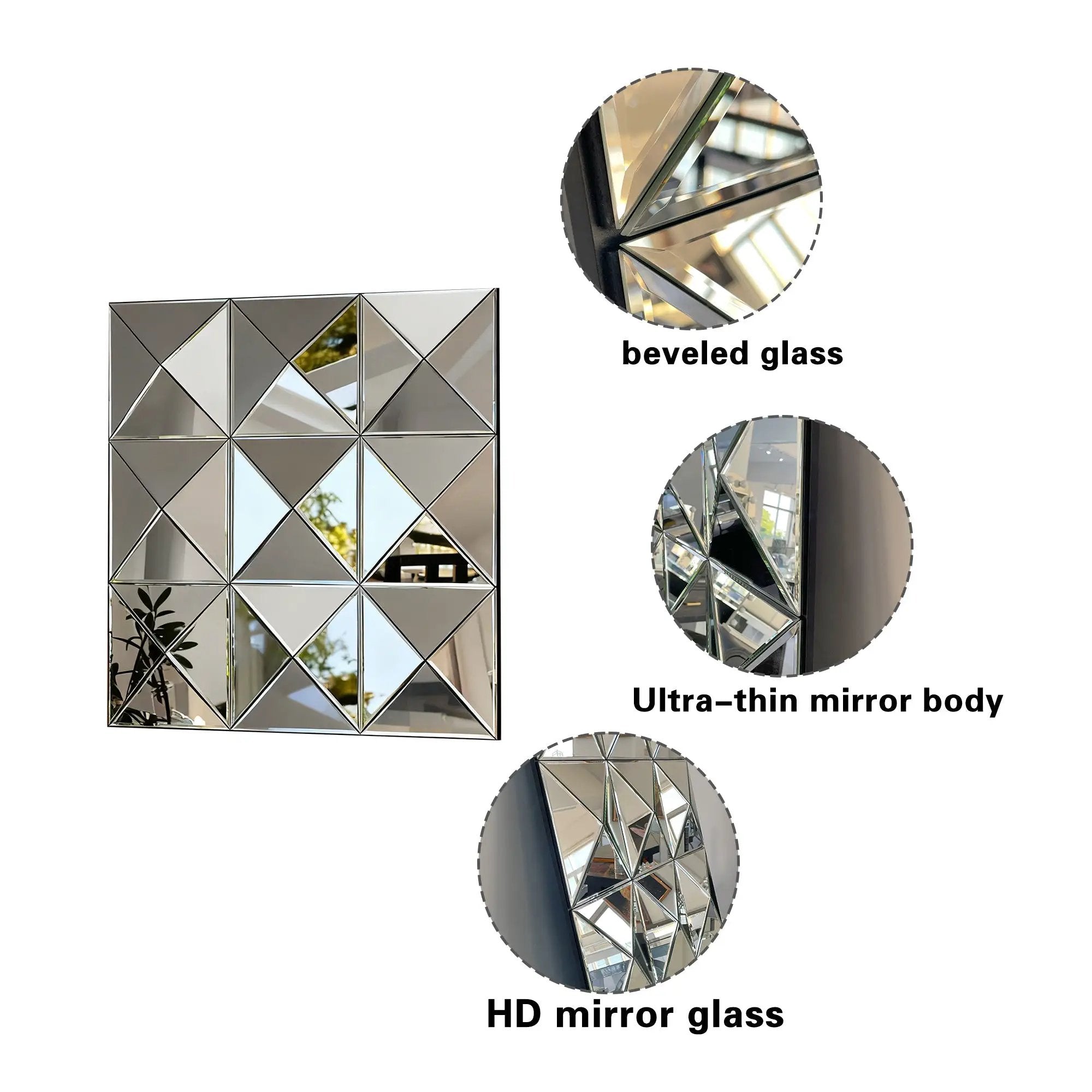 3D Mirror Wall Decor Beveled Glass Wall Mirror by HouseOfZazla