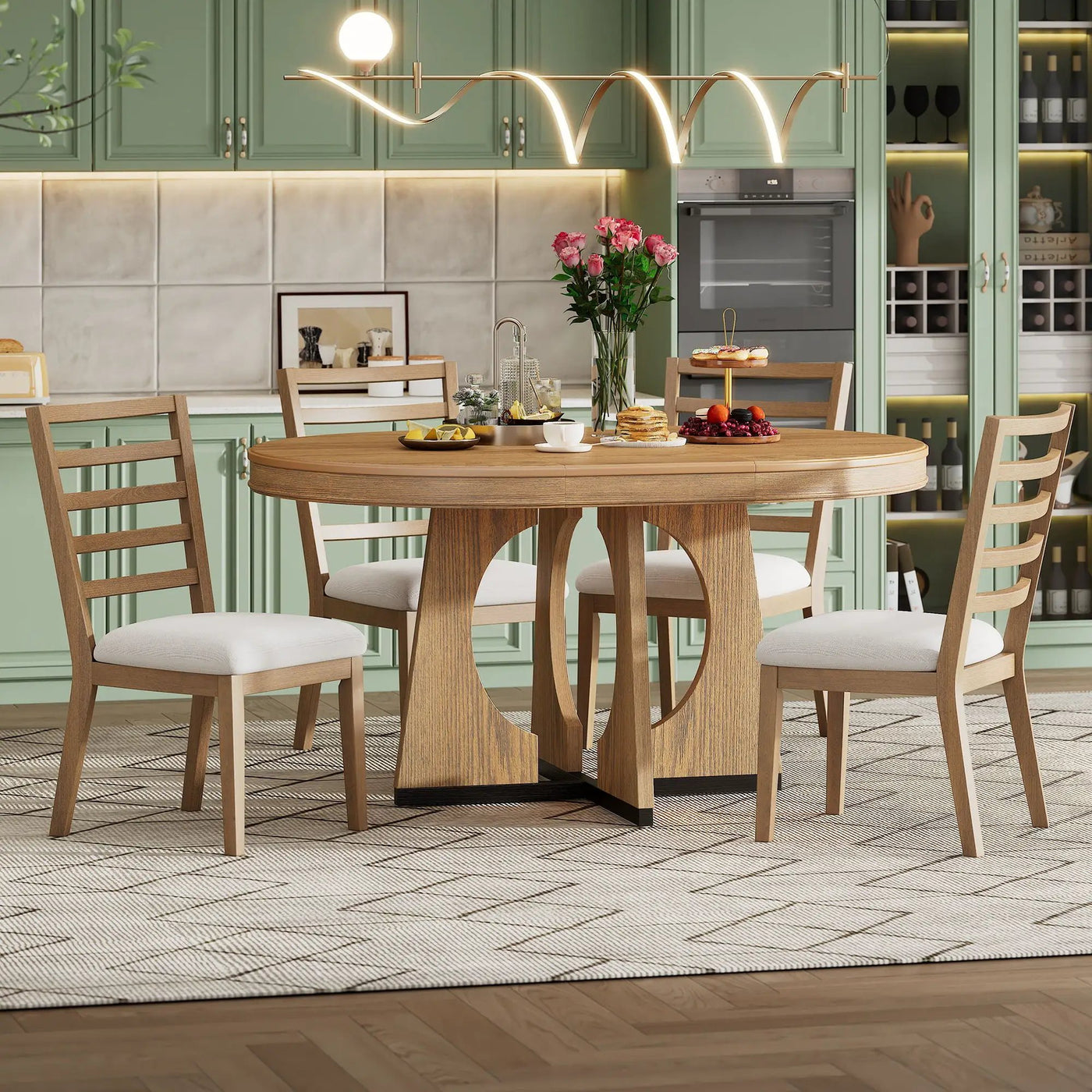 Round Dining Table Set For 4 With Chairs by Unique Piece Furniture