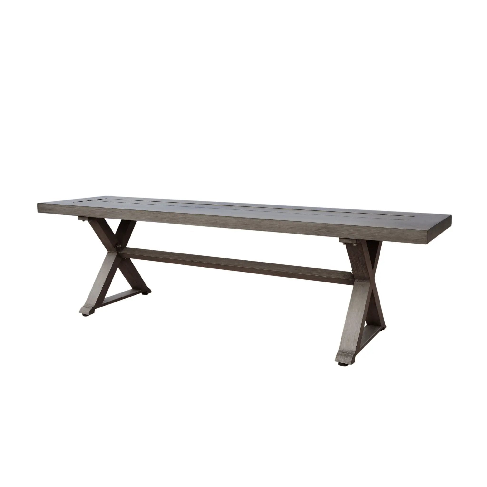 Modern Aluminum Outdoor Dining Bench With X Base - Dark Gray by HouseOfZazla
