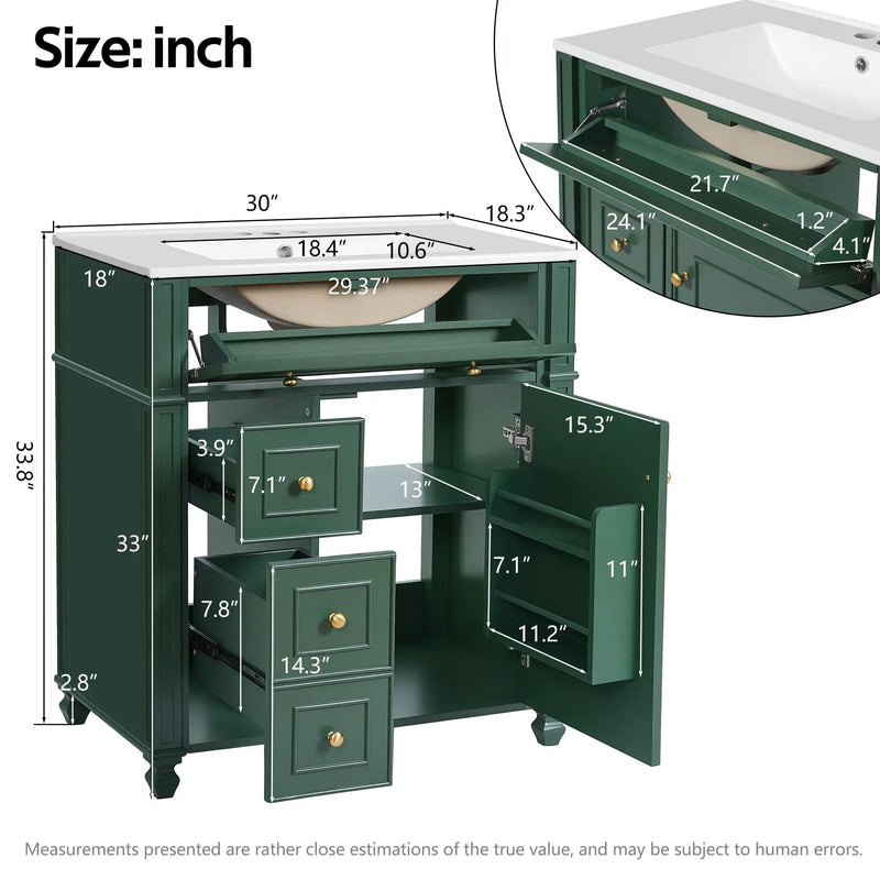 Bathroom Vanity Cabinet With Sink, Soft Close Doors With Door Organizer by Unique Piece Furniture