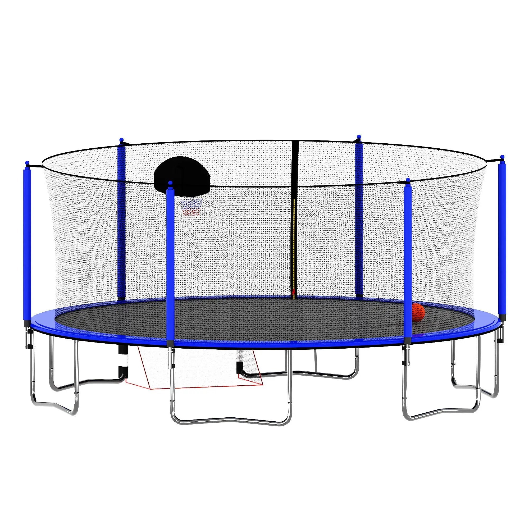 16Ft Trampoline With Basketball Hoop Pump And Ladder (Inner Safety Enclosure) With Soccer Goal by HouseOfZazla