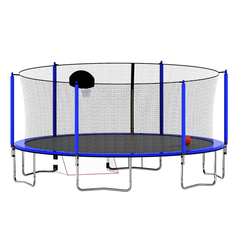 16Ft Trampoline With Basketball Hoop Pump And Ladder (Inner Safety Enclosure) With Soccer Goal by HouseOfZazla