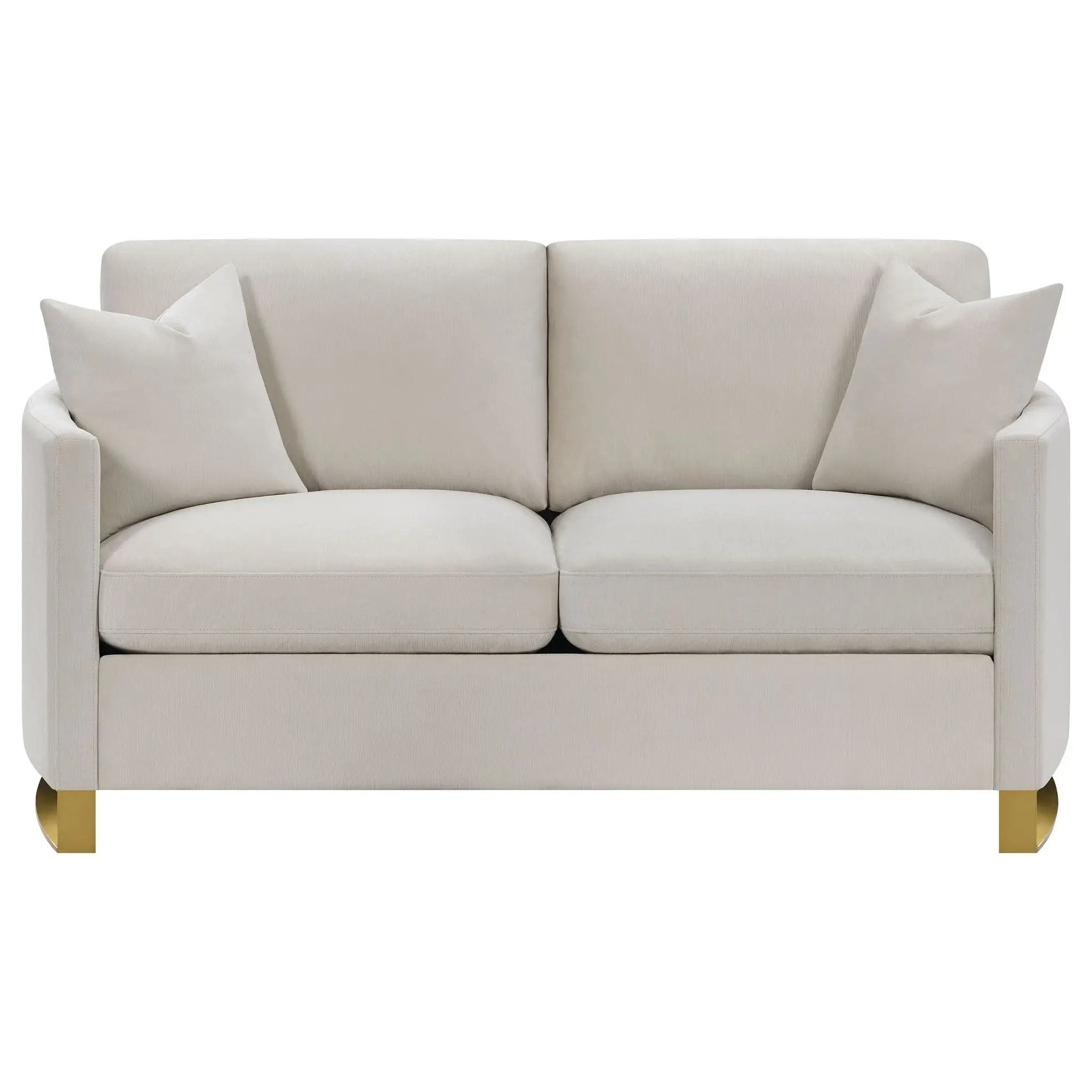 Corliss Upholstered Curved Track Arm Loveseat Beige by Unique Piece Furniture