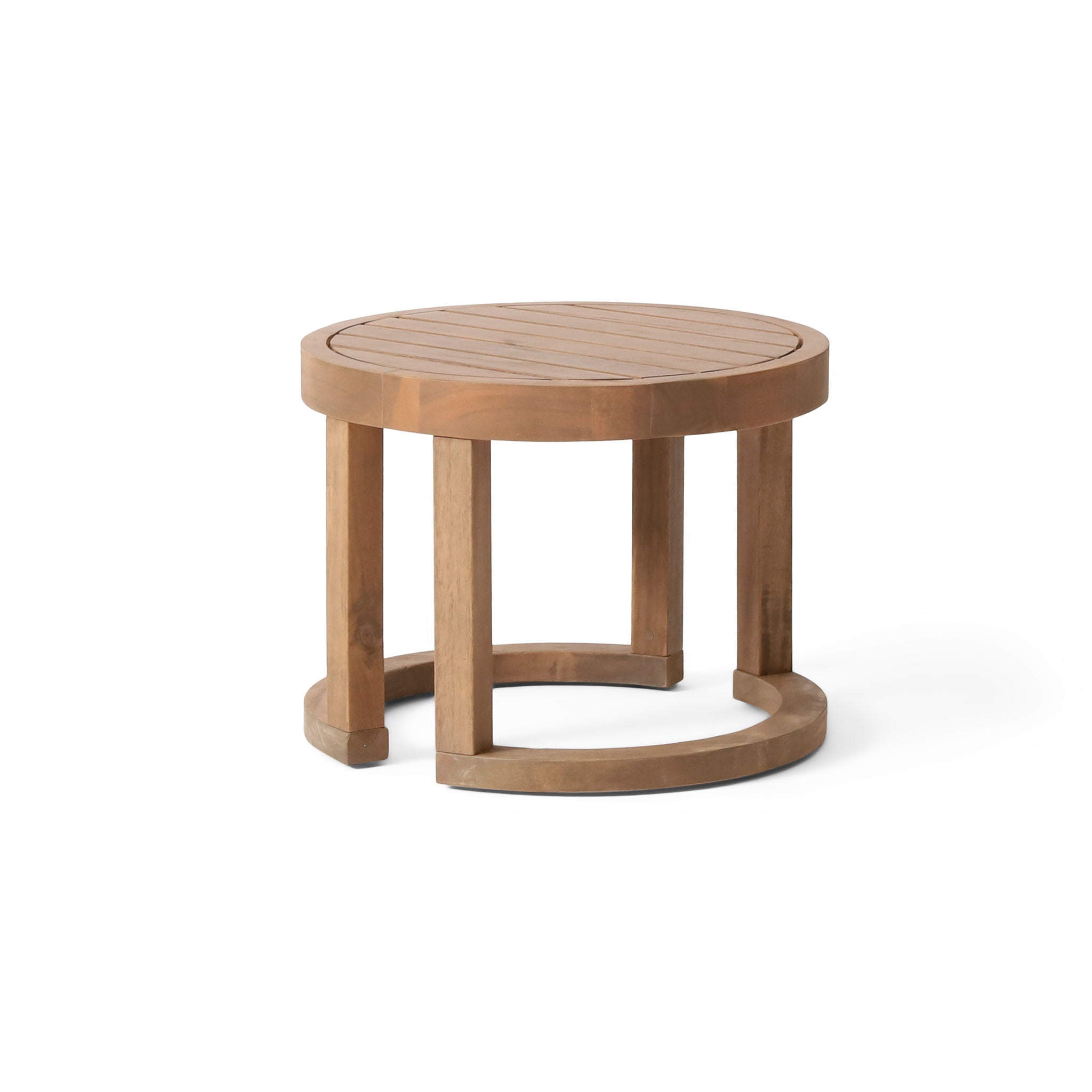 Outdoor Acacia Wood Side Table, Solid Side Table For Patio, Pool, Porch - Brown Wash by HouseOfZazla