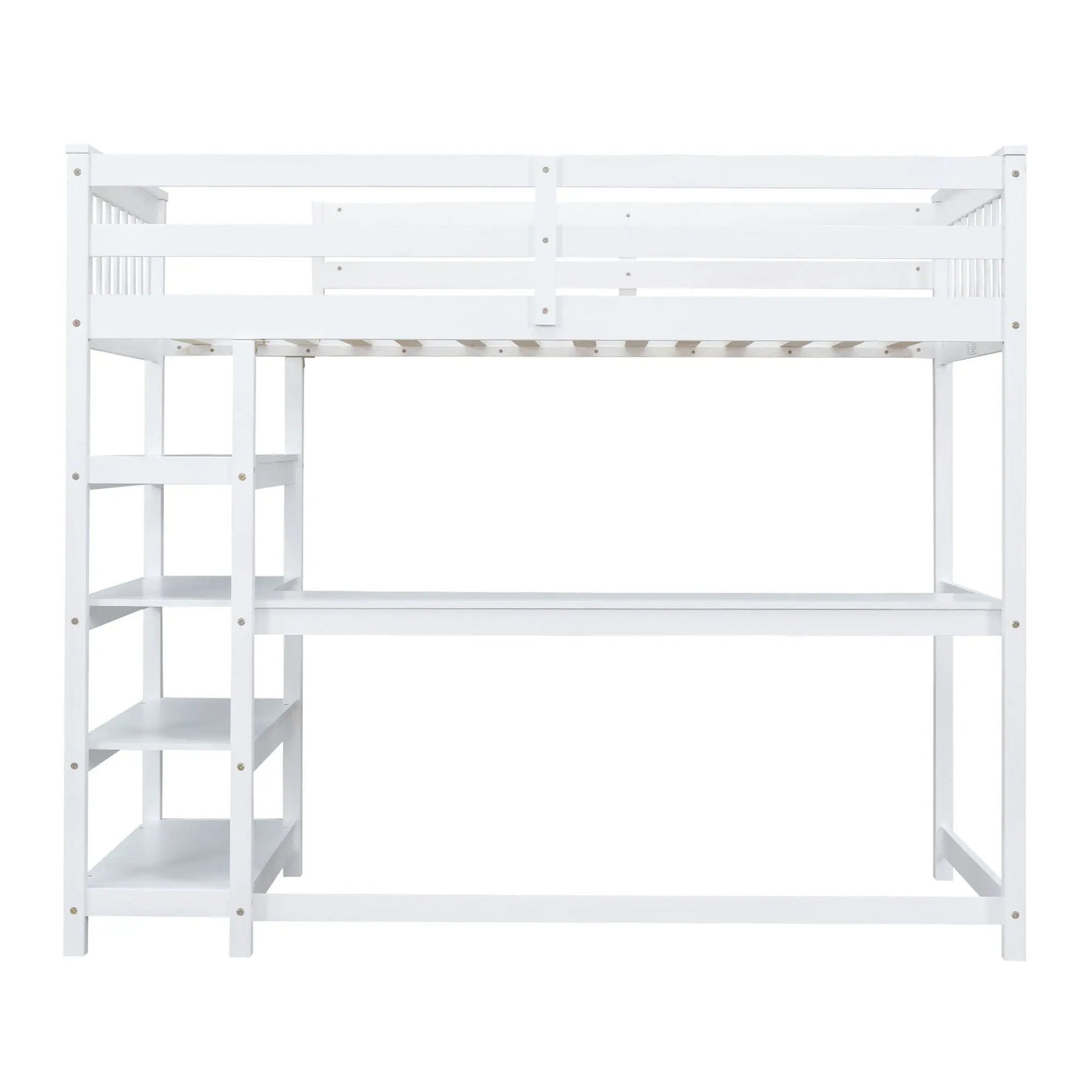 Loft Bed With Storage Shelves And Under Bed Desk by HouseOfZazla