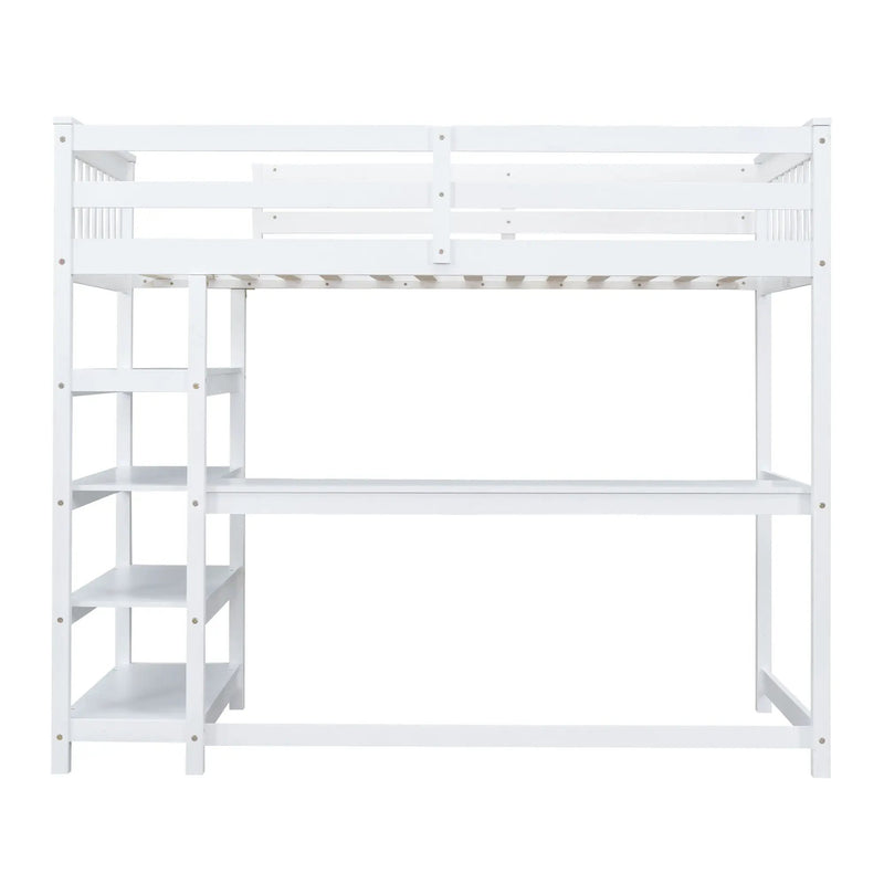 Loft Bed With Storage Shelves And Under Bed Desk by Unique Piece Furniture