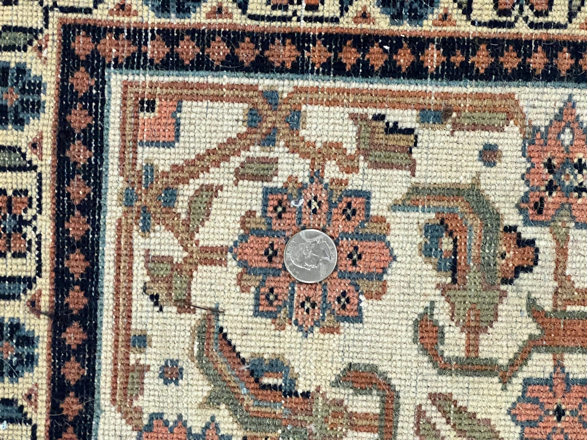 Indo Persian Bidjar Rug 6x10, Vintage Handmade Wool Carpet, Allover Pattern by Jewel Rugs