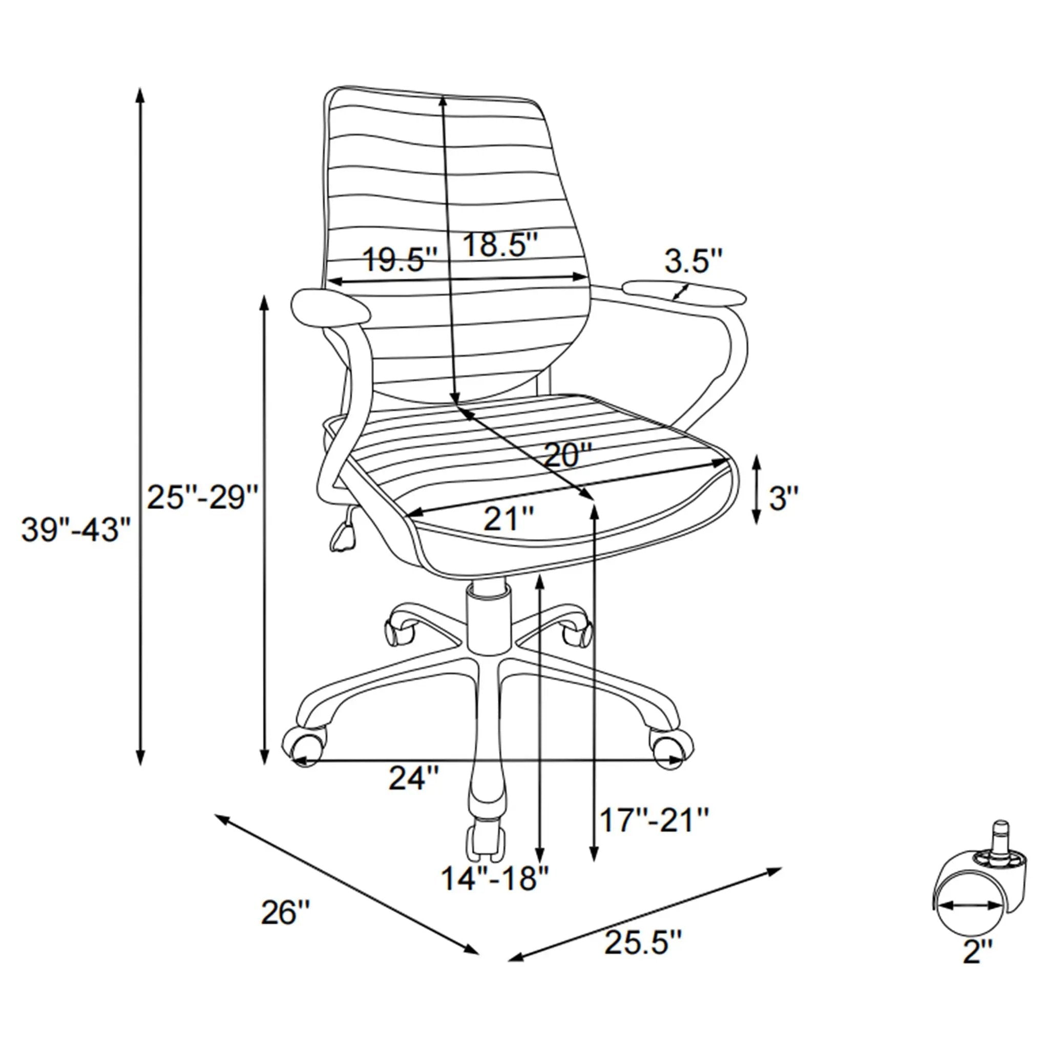 Height Adjustable Swivel Office Chair With Padded Seat And Armrests - Black by HouseOfZazla