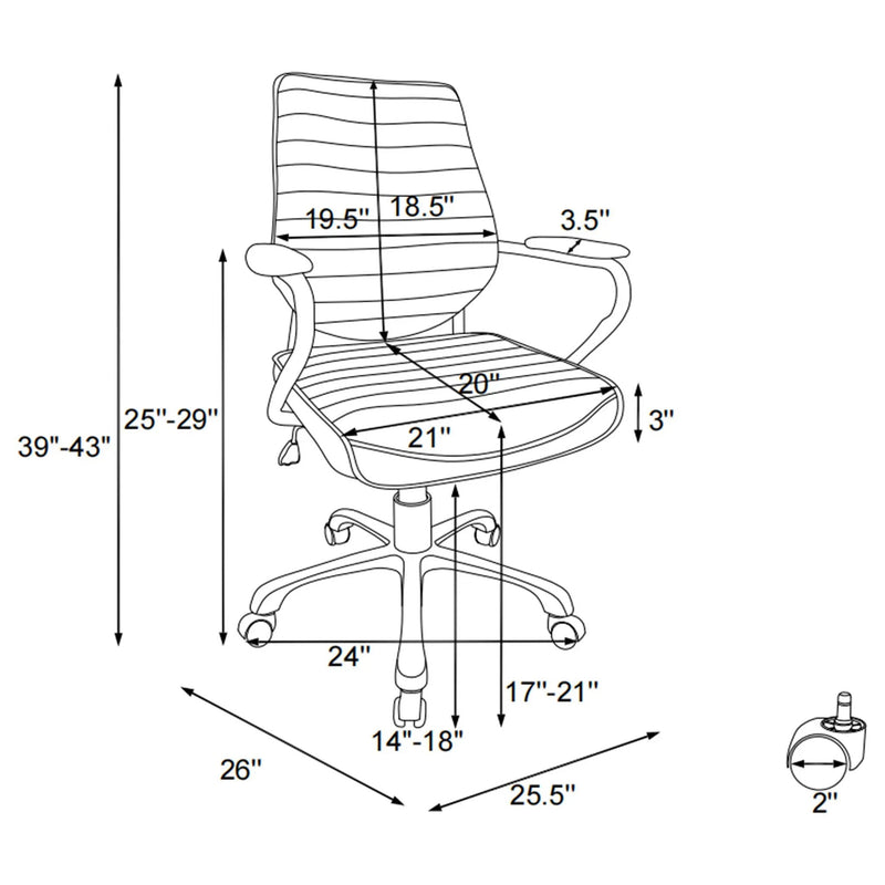 Height Adjustable Swivel Office Chair With Padded Seat And Armrests - Black by HouseOfZazla