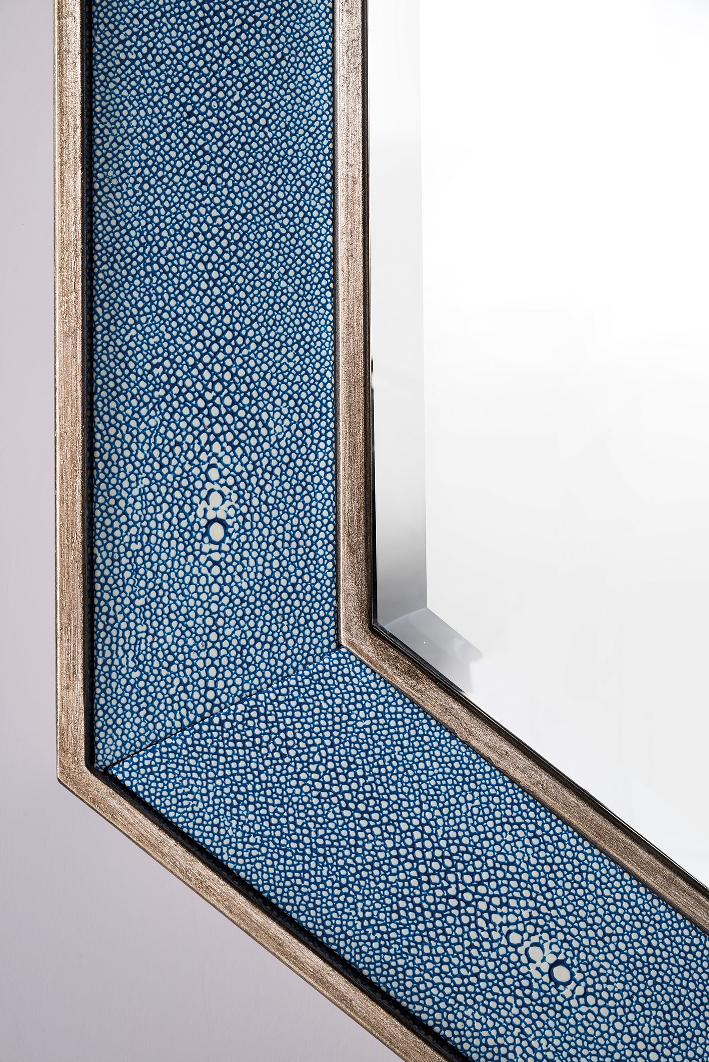James Martin Tangent 30" Mirror, Silver with Delft Blue, view 4