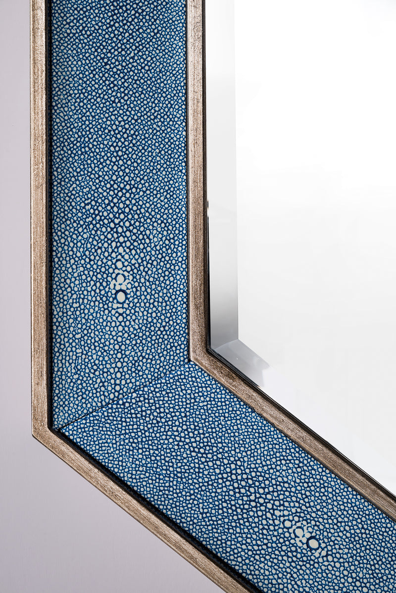 James Martin Tangent 30" Mirror, Silver with Delft Blue, view 4