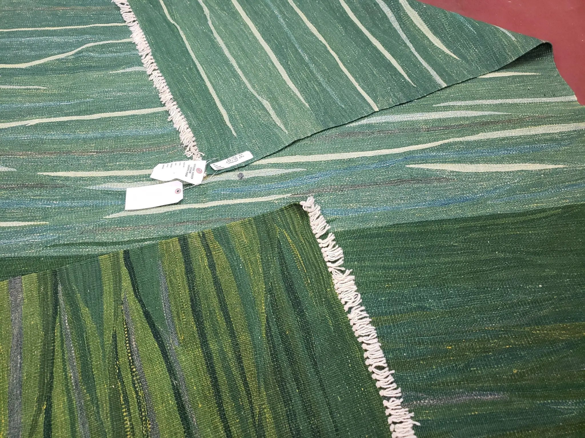 Green Turkish Kilim Rug, 6x9 - 7x10 Rugs, Bird, Handmade New Area Rug, Wool, Bohemian Boho Decor, Hand Woven, Modern Abstract Flat Weave Rug by Jewel Rugs