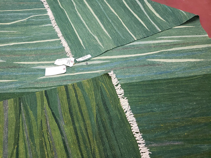 Green Turkish Kilim Rug, 6x9 - 7x10 Rugs, Bird, Handmade New Area Rug, Wool, Bohemian Boho Decor, Hand Woven, Modern Abstract Flat Weave Rug by Jewel Rugs