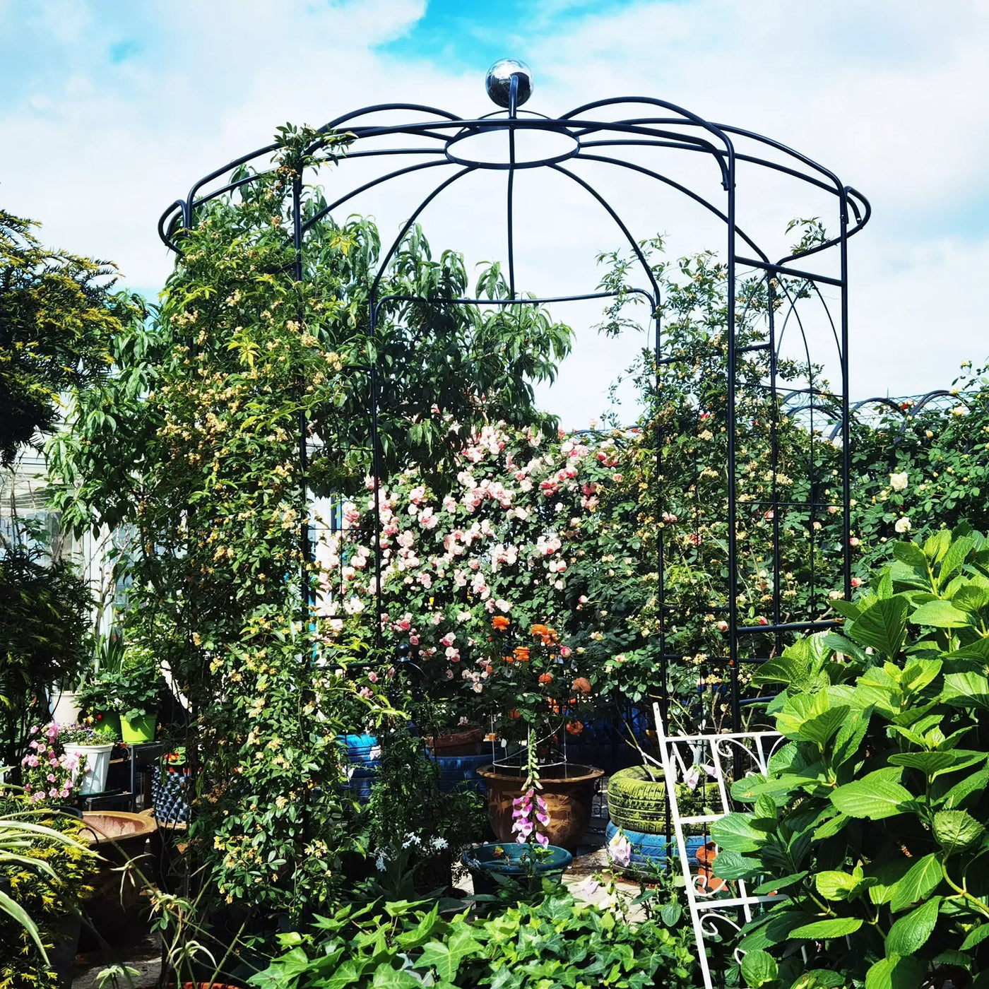 Metal Garden Arch Iron Garden Arbors Gazebo Dia High Birdcage Shape Pergola Pavilion For Wedding Ceremony by Unique Piece Furniture
