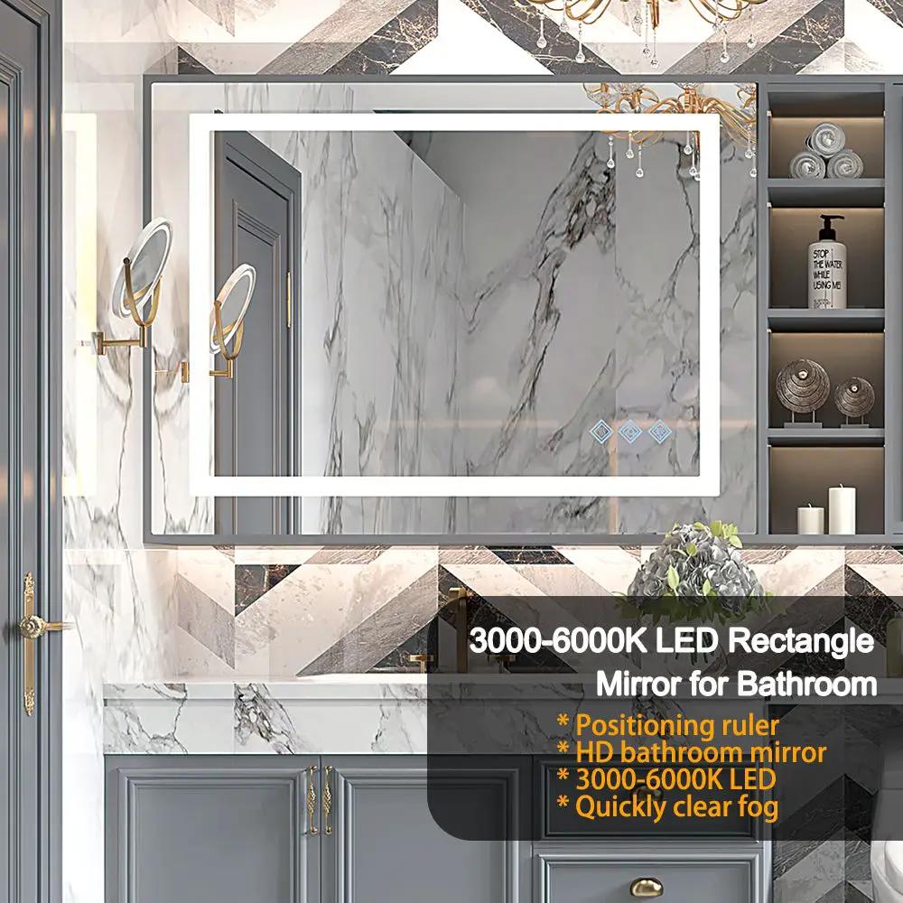 3000-6000K LED Bathroom Mirror With Lights, Anti-Fog Dimmable Lighted Wall Mounted Vanity Mirror Master Bath Modern Makeup (Only Mirrors, Not Cabinets) Horizontal & Vertical by Unique Piece Furniture