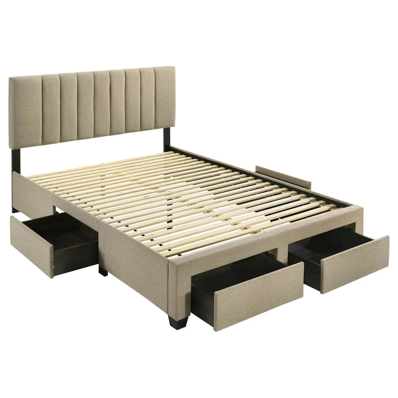 Wheatland 4-drawer Upholstered Queen Storage Bed Light Brown by Unique Piece Furniture
