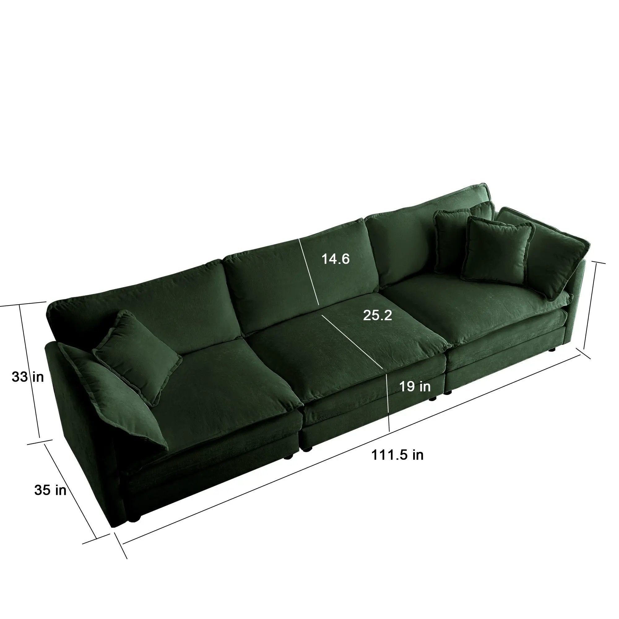 Mid-Century Modern 3-Seater Sofa with Green Chenille Upholstery by HouseOfZazla