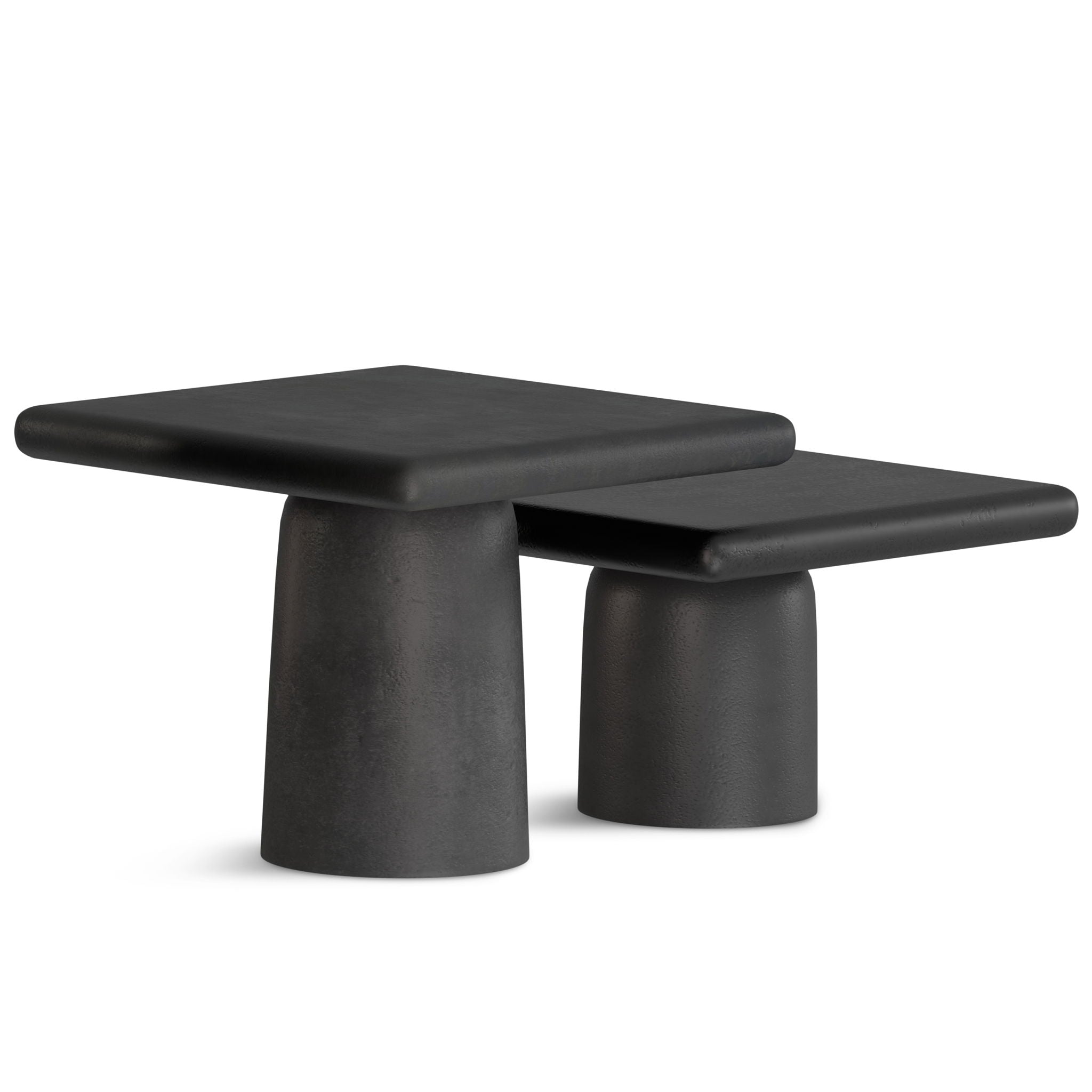 Zachary - 2 Piece Set Cast Aluminum Coffee Table - Black by HouseOfZazla