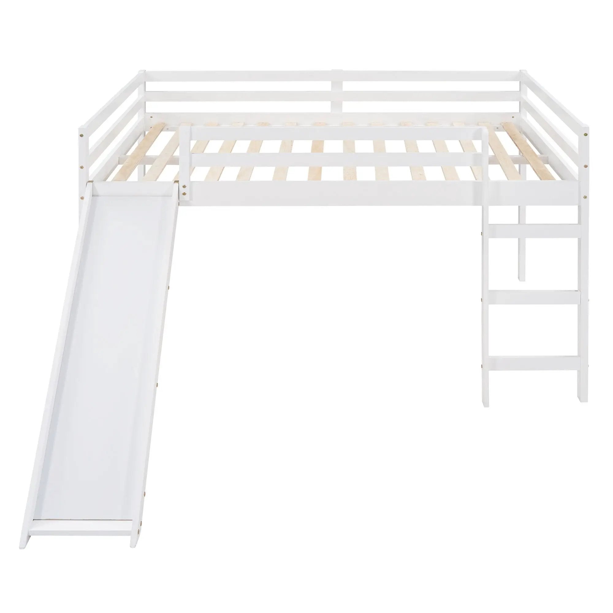 Full Loft Bed With Slide, Multifunctional Design - White by Unique Piece Furniture