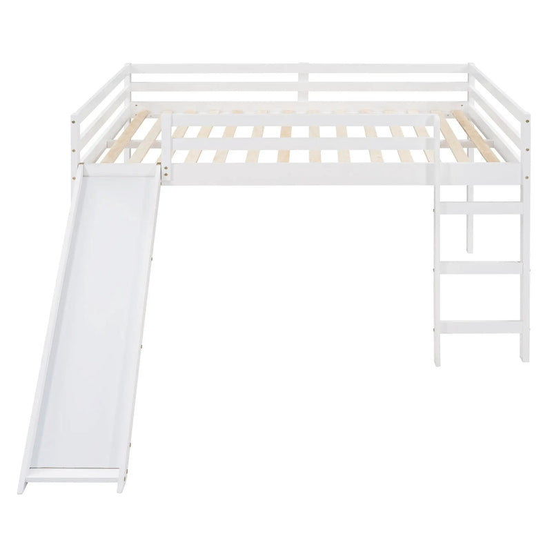 Full Loft Bed With Slide, Multifunctional Design - White by Unique Piece Furniture