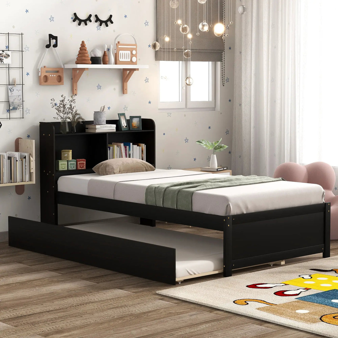 Twin Bed With Trundle, Bookcase by Unique Piece Furniture