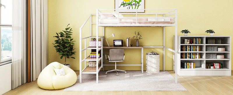 Loft Bed With Desk And Lateral Storage Ladder by HouseOfZazla