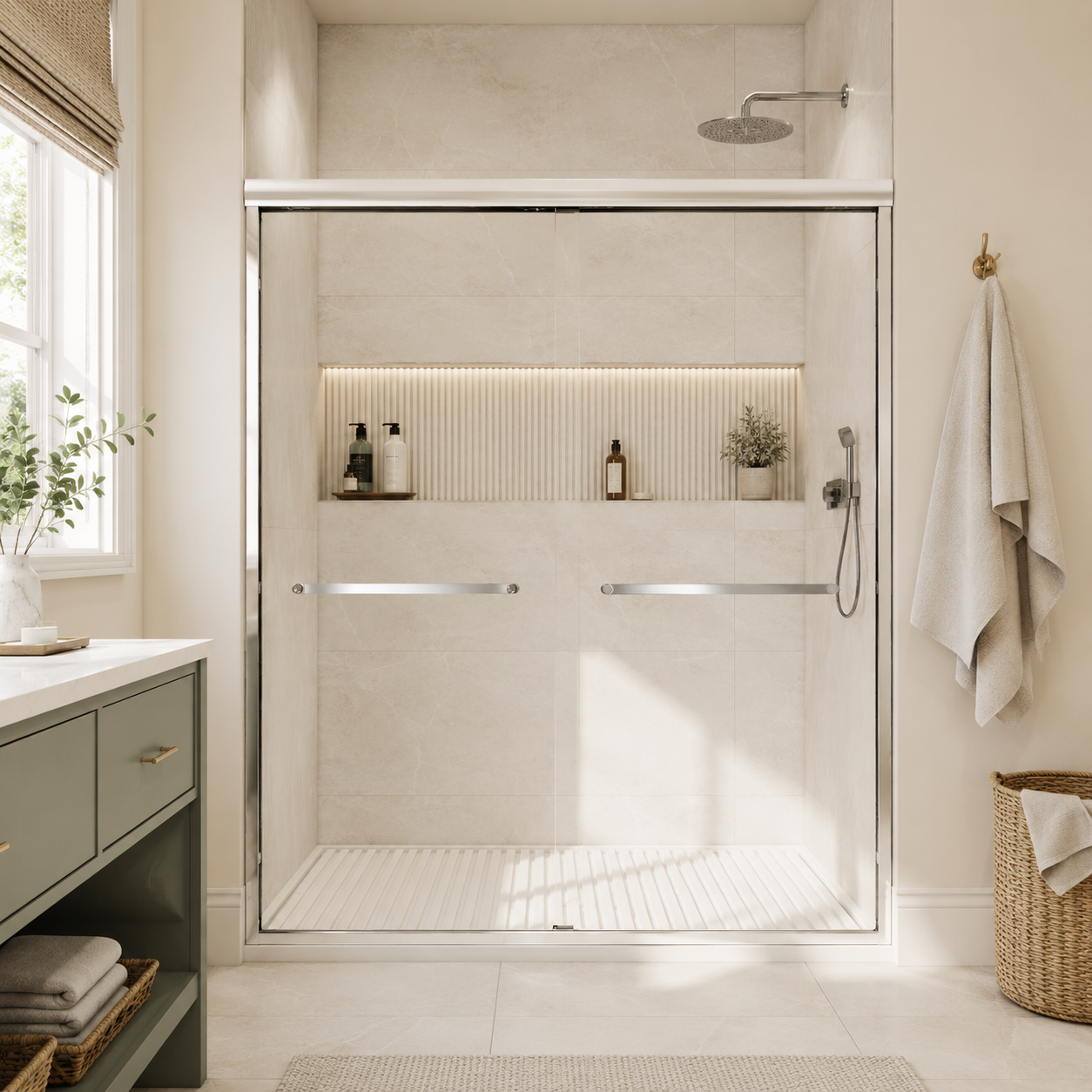 50-54" W x 72" H Framed Double Sliding Shower Door by HouseOfZazla