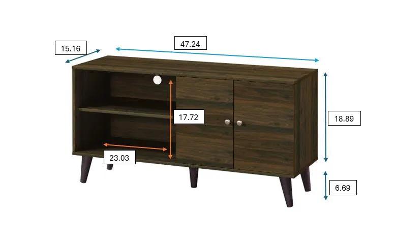 Amidon - TV Stand, With 2 Storage Shelves And 1 Cabinet by Unique Piece Furniture