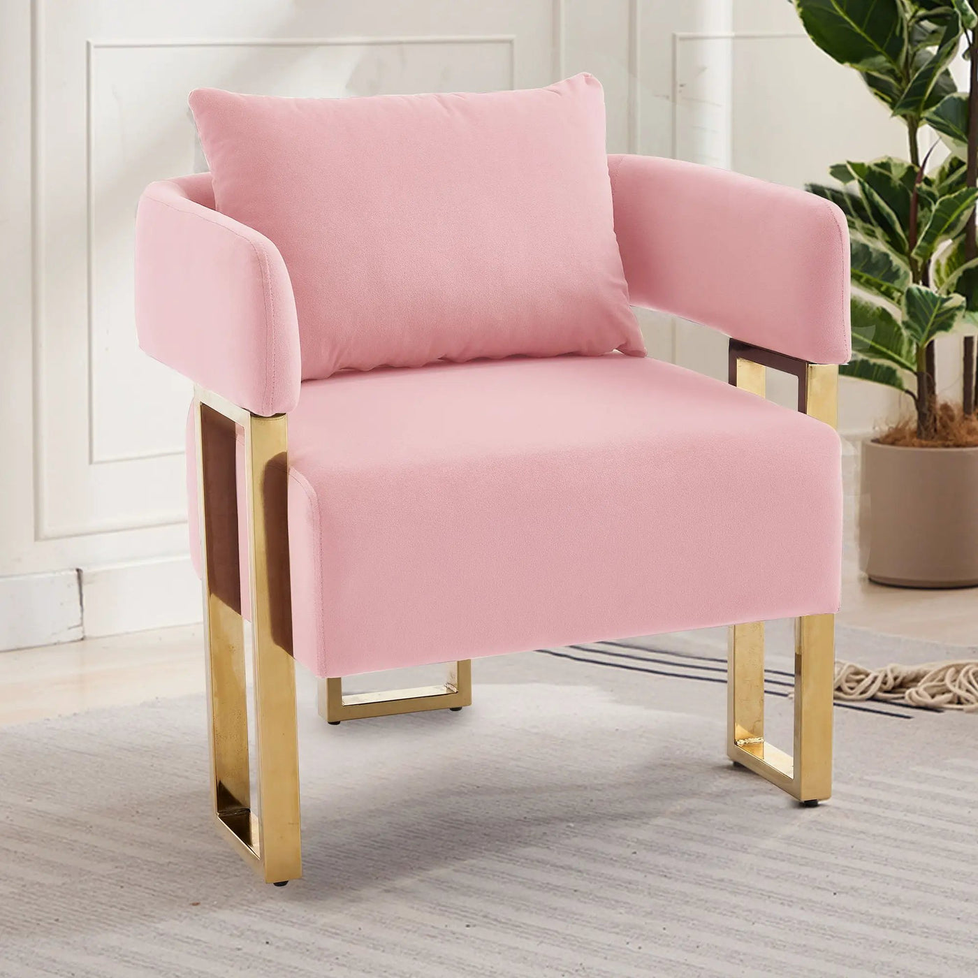 Modern Classic Design Decorative Chair Teddy Fleece Upholstered And Metal Foot by Unique Piece Furniture