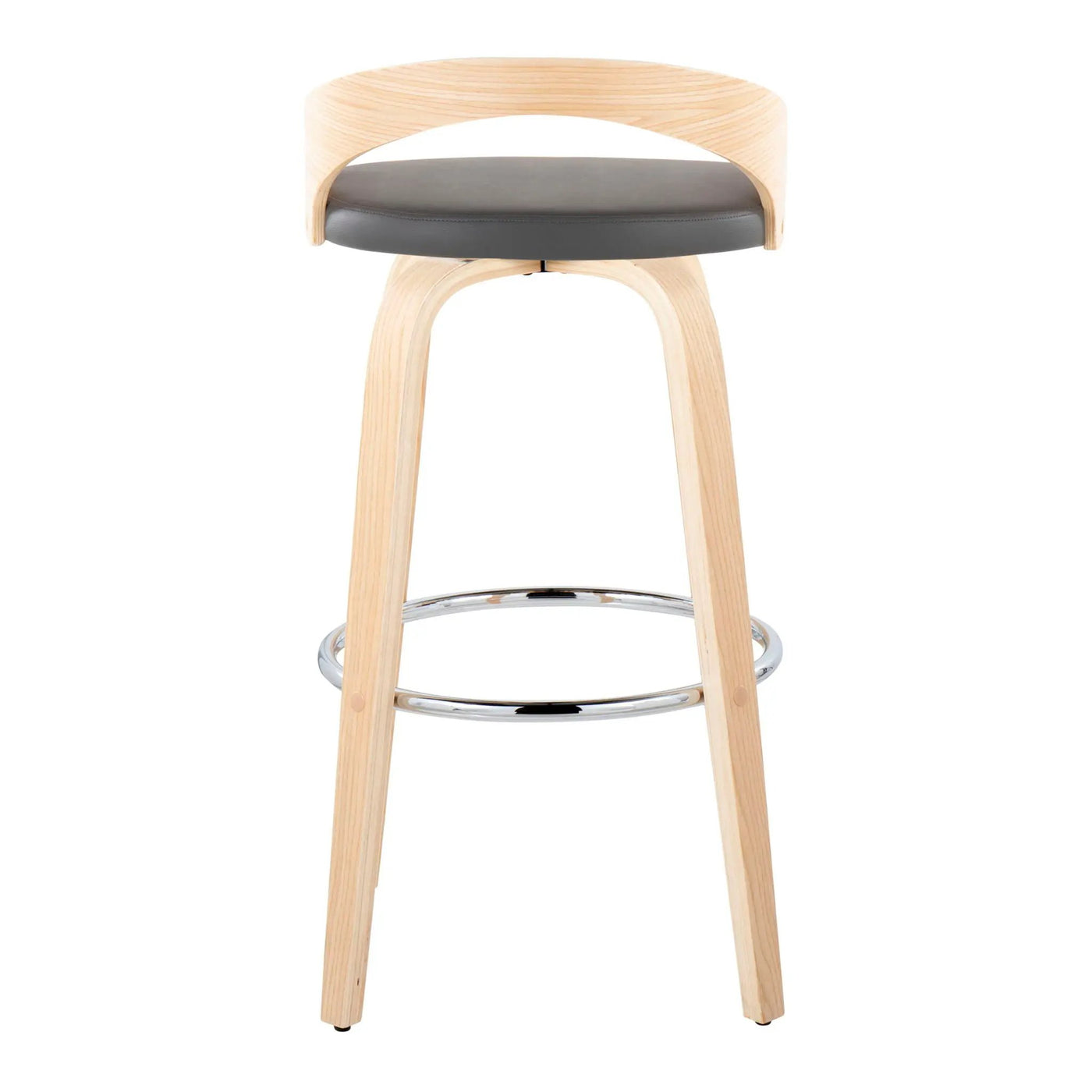 Grotto - Contemporary Fixed-Height Barstool With Swivel With Round Footrest (Set of 2) by HouseOfZazla